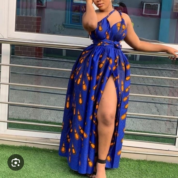 Blue Asymmetrical Ruffled One Shoulder Dress Size L - Picture 1 of 10